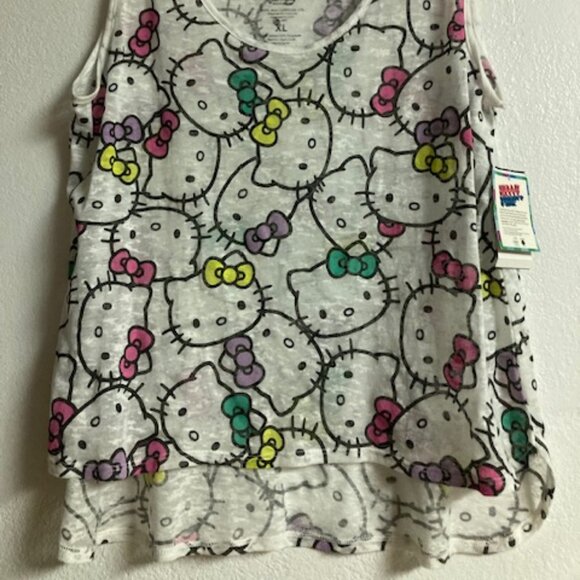 HELLO KITTY BY SANRIO KITTY GALORE 2014 HIGH-LOW SHIRT TOP COTT/POLY NWT (JR) XL - Picture 3 of 14
